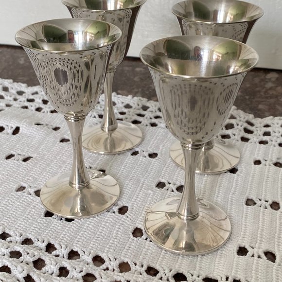 Set of 4 Valero Silver Plated Stemware, Cordial Cups, Made in Spain - Picture 4 of 16
